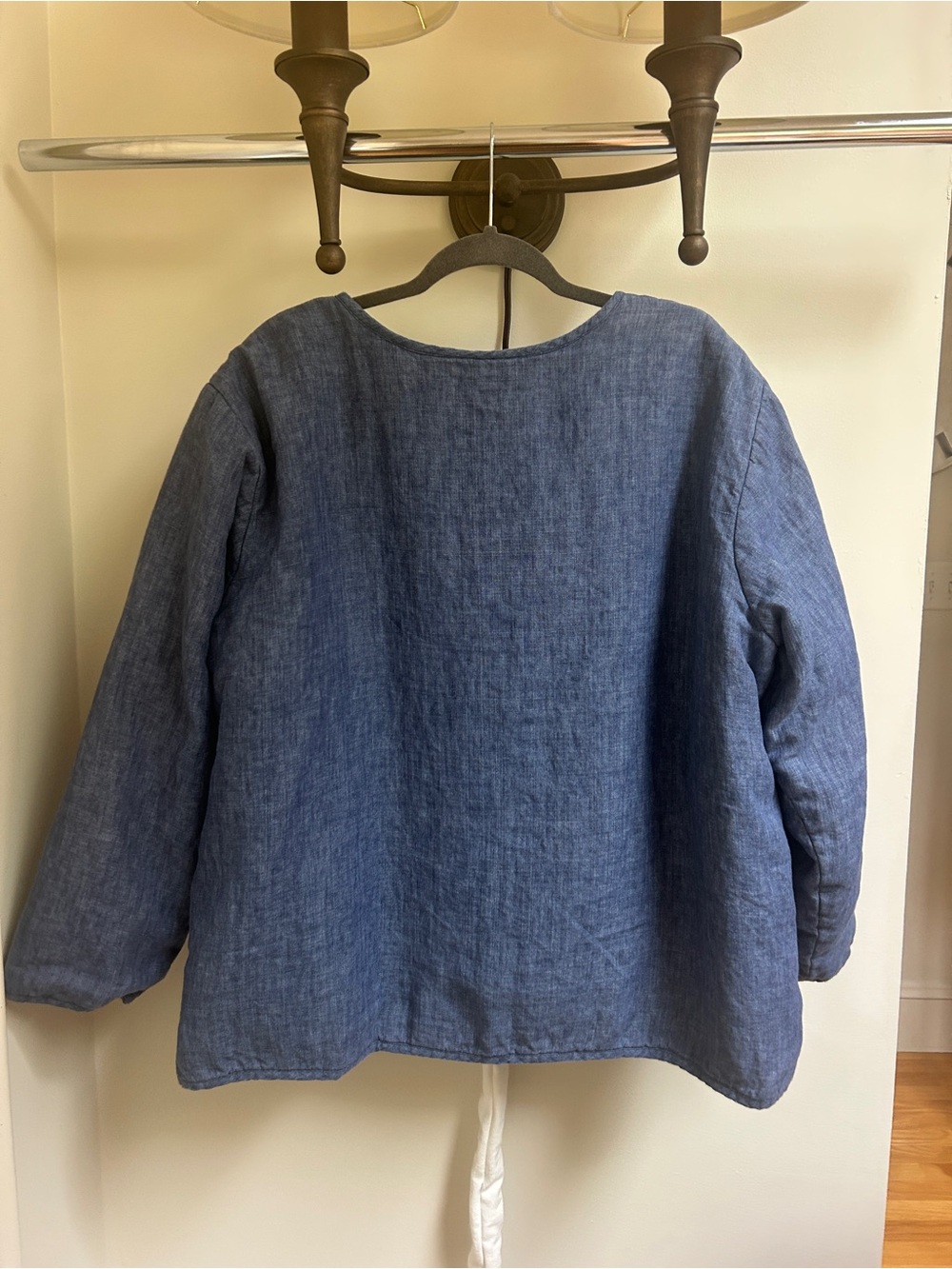 Eileen Fisher Denim-Blue Linen Relaxed Jacket - Picture 3 of 4